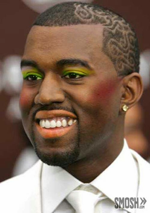 Kanye West wearing a full face of  Makeup