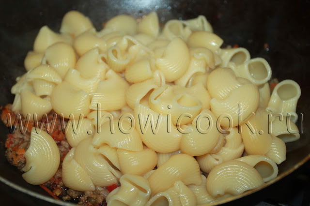 рецепт макарон с фаршем и овощами с пошаговыми фото