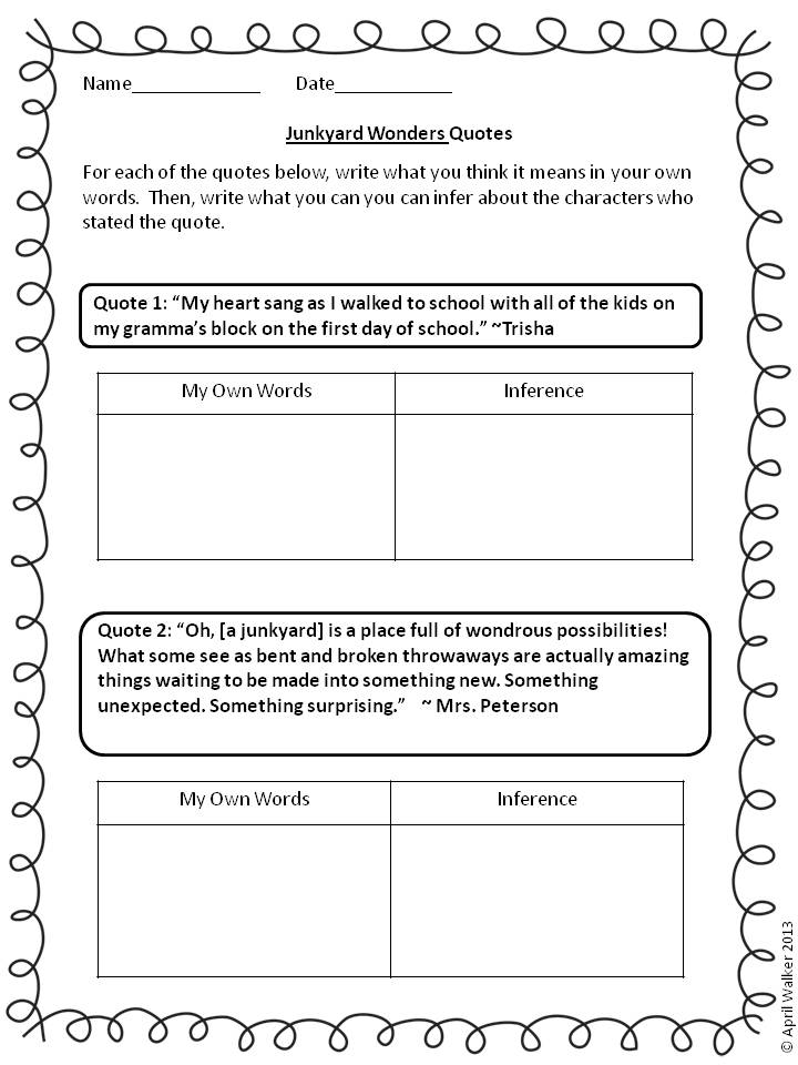 The Idea Backpack: Mentor Text - The Junkyard Wonders: Incorporating ...
