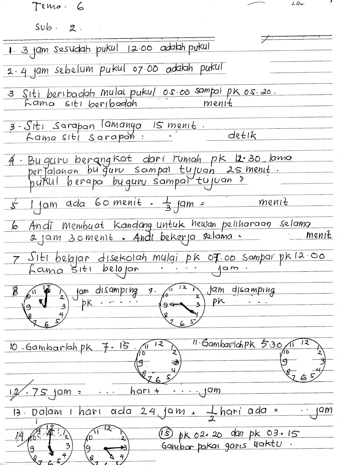 Soal latihan Tema 6 sub tema 2 SD Kelas 3 TA.20152016