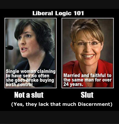 Liberal Logic, Sarah Palin versus Sandra Fluke
