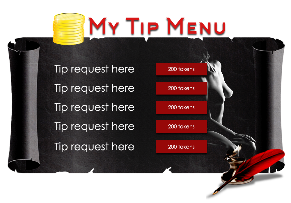 Do It Yourself - Tip Menu section for Chaturbate Bio pages.