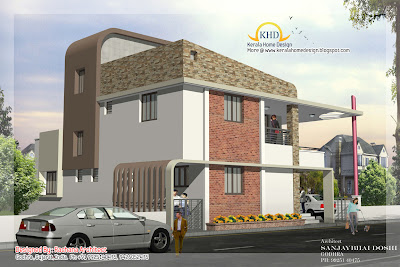 Duplex House Plan and Elevation view 2 - 254 Sq M (2741 Sq. Ft.)