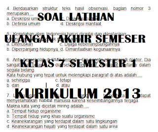 SOAL LATIHAN PAS MAPEL BAHASA INDONESIA KELAS 7 SEMESTER 1 KURIKULUM 2013