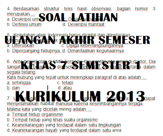 SOAL PAS BAHASA INDONESIA KELAS 7 SEMESTER 1 KURIKULUM 2013 KUMPULAN