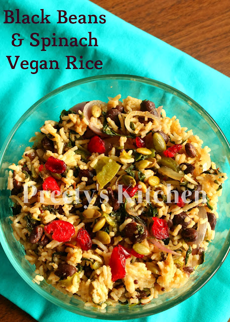 Preety's Kitchen: Black Bean & Spinach Vegan Rice Recipe