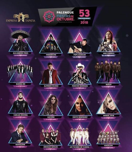 Palenque Fiestas de Octubre 2018, próximos conciertos