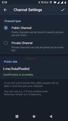 New Channel Settings Telegram - ITSTAFF.web.id