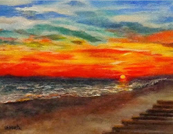 sunset seascape oil painting sandy colorful impressionism paintings abstract martin florida artist annie st fine daily
