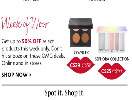 Sephora 50% Off Week of Wow Deals