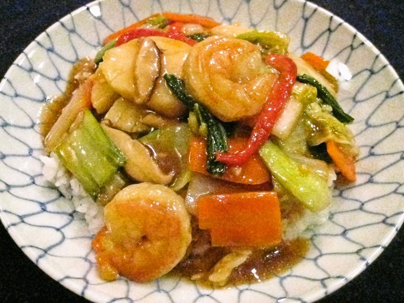 Recipes for Tom: Chukadon / Chinese-style saute with sauce over steamed ...