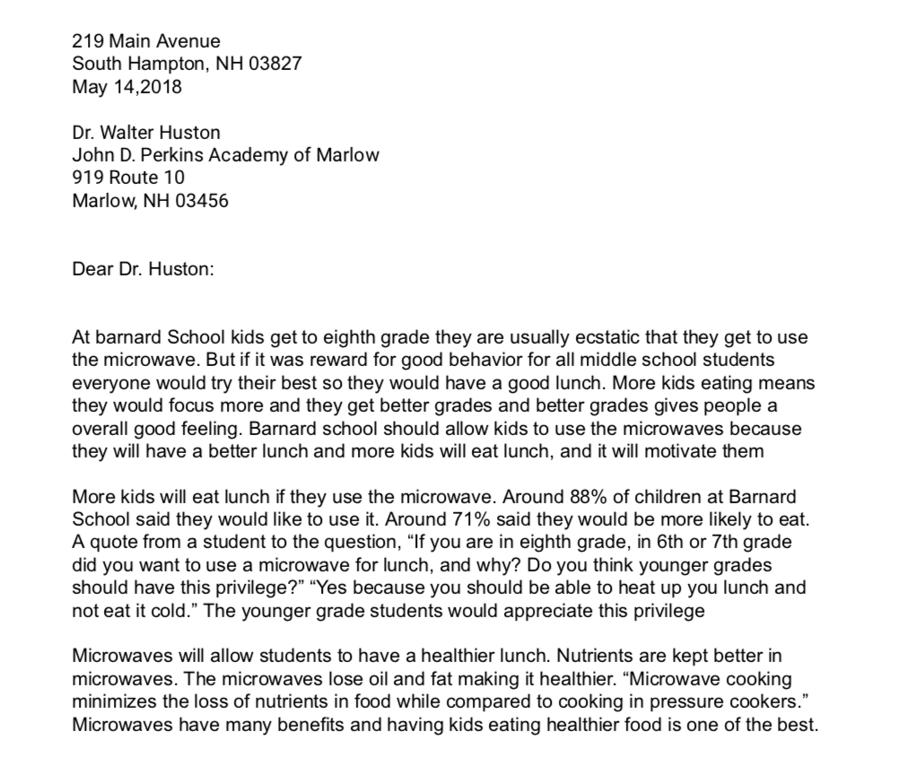 Ms. Casassa 6-8 Language Arts: Persuasive Letter