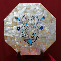 Mother of Pearl Design Table Top in White Marble