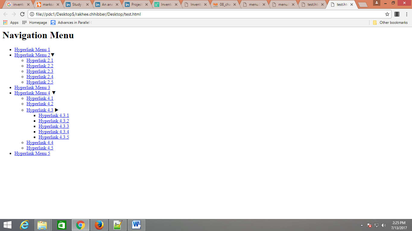 HTML Menu with Drop Down Menu: HTML Menu with Submenu using CSS