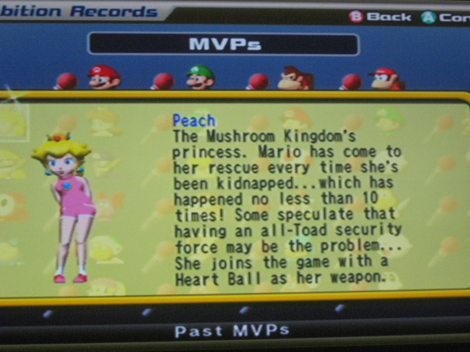 Peach MVP Mario Super Star Baseball description records MSB GameCube