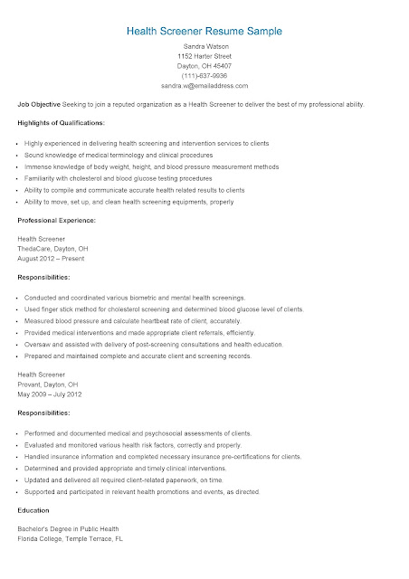 Medical Screener Resume Medical Screener Resume