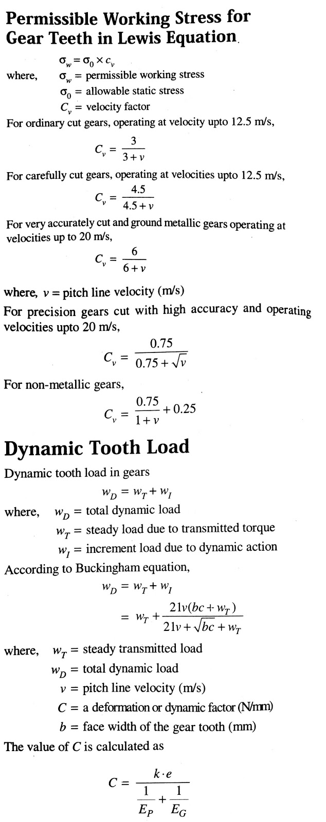 Mechanical notes Beam strength of gear teeth (Lewis equation)