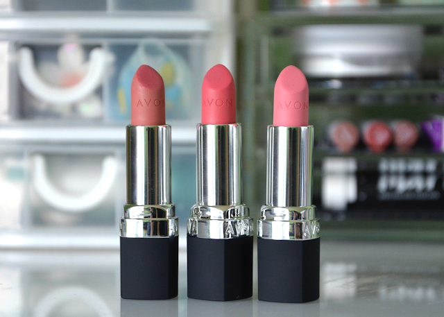Avon True Colour Perfectly Matte Lipsticks Rouged Perfection, Rose Awakening and Pink Passion