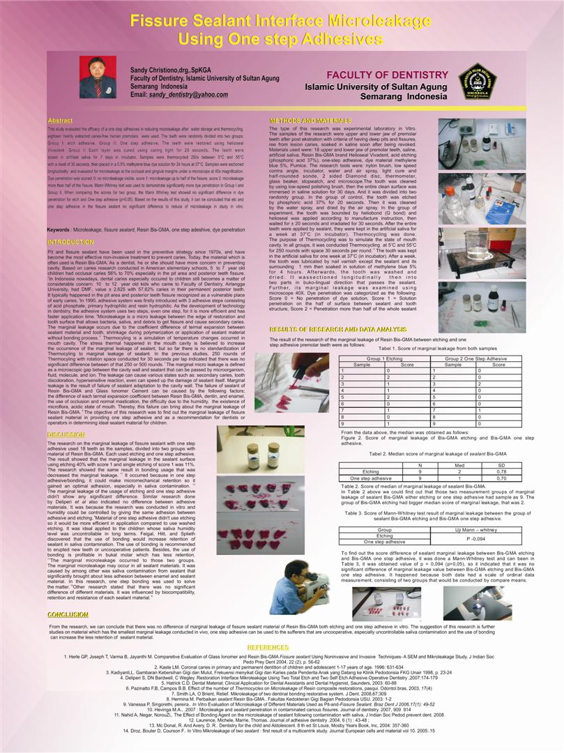 Poster journal Fissure Sealant Interface Microleakage Using One step