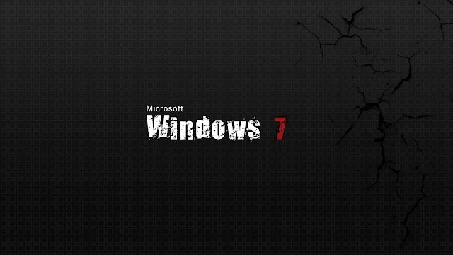 Zwarte Windows 7 wallpaper met mooie witte letters en rode 7