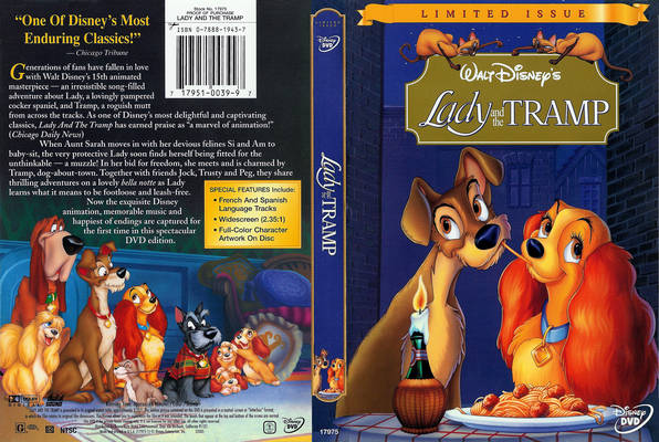 DVD cover front and back Lady and the Tramp 1955 animatedfilmreviews.filminspector.com