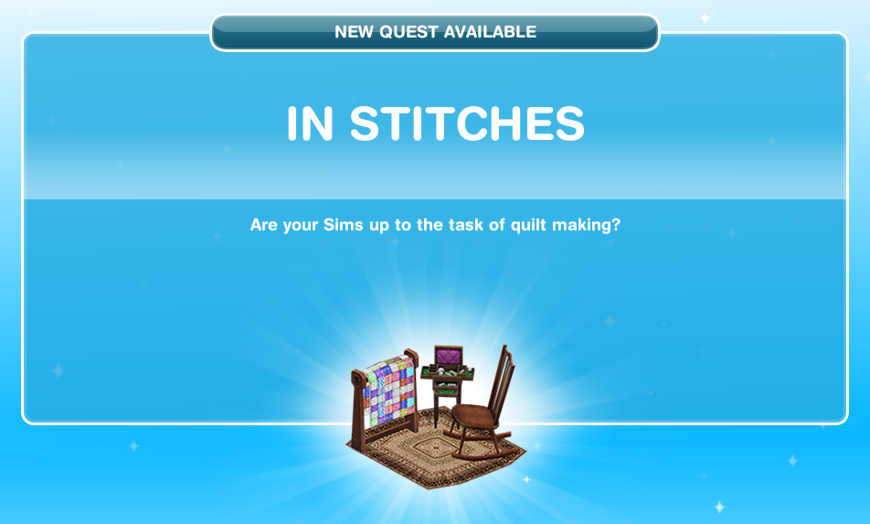 Sims Freeplay Quests and Tips: Quilting Quest: In Stitches