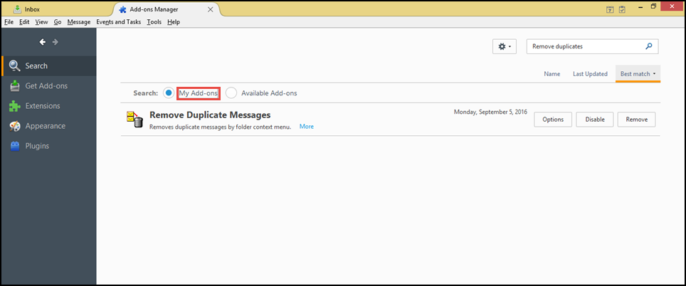 thunderbird add on remove duplicate messages