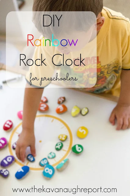 This Montessori inspired DIY rainbow rock clock is perfect for preschoolers and kindergartners interested in learning time. Plus, this self-correcting materials is easy and fun to make!