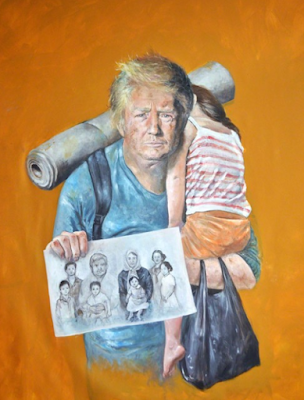 z Photos: Syrian artist depicts Trump, Obama, Putin and other world leaders as refugees