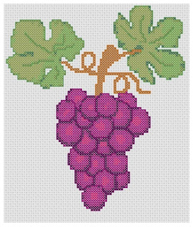 cross stitch fan: bunch of grapes pattern