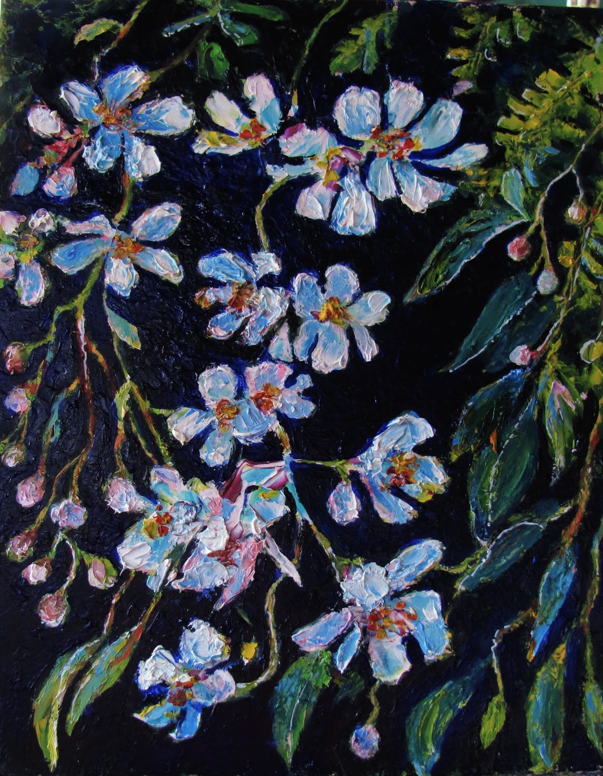 Lori's Stormy Art and Daily Paintings 1725 Wild Flower Vine Oil Painting