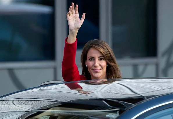 Princess Marie wore Giorgio Armani red  jacket and she carried By Malene Birger clutch bag at Former President Barack Obama's event at SDU