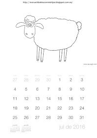 Calendario 2016 pegar algodon julio