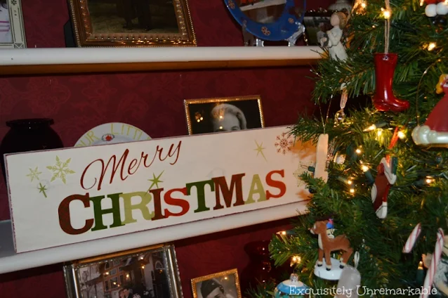Merry Christmas Wooden Sign On A Shelf