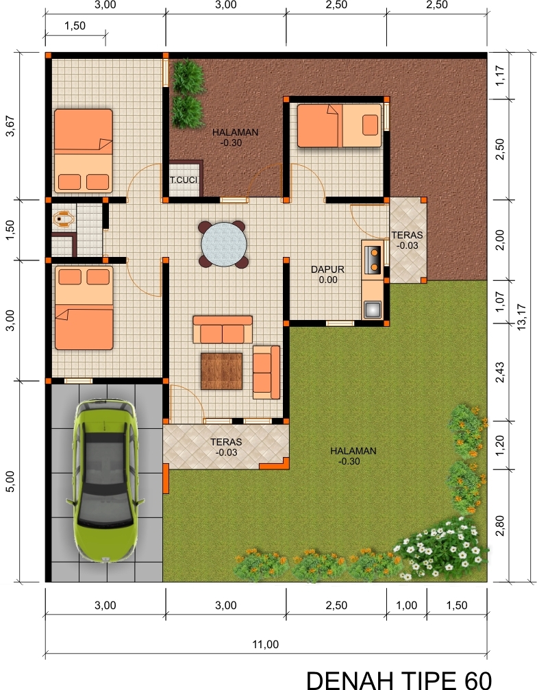 14 Denah Rumah  Minimalis 3  Kamar  Tidur Rumahku Unik