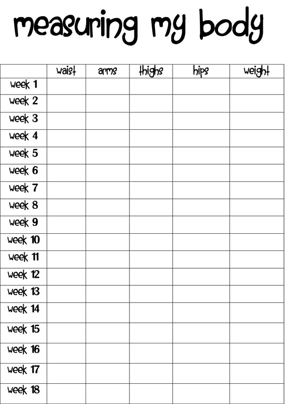 Printable Body Measurement Chart Weight Loss