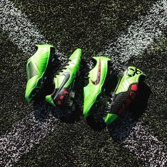 nike t90 green and red