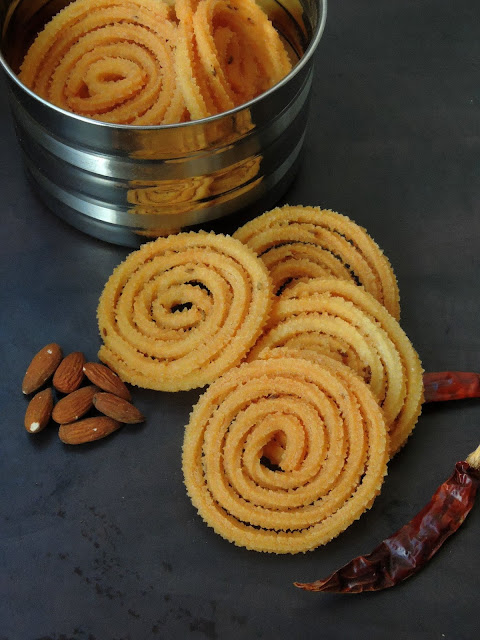 Badam Kara Murukku, Almond Chakli Badam Kara Murukku, Almond Chakli