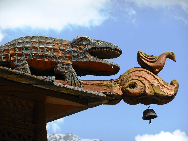 Wooden carvings at the temple