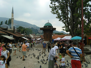A View of Bascarsiga Square in Sarajevo Old Town.