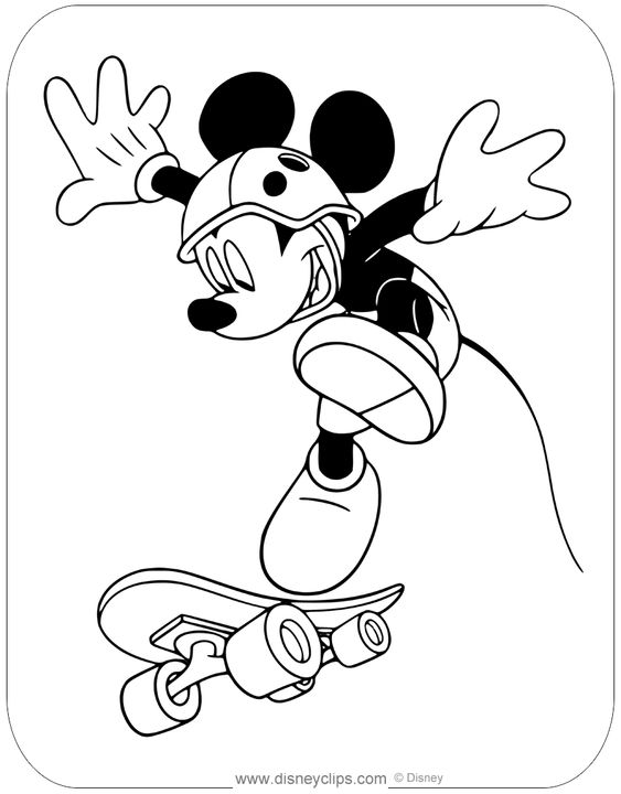 Tranh tô màu chuột Micky lướt ván