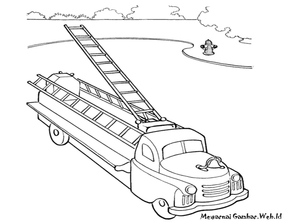 Mewarnai Gambar Mobil Pemadam Kebakaran | Mewarnai Gambar