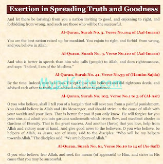 Exertion in Spreading Truth and Goodness