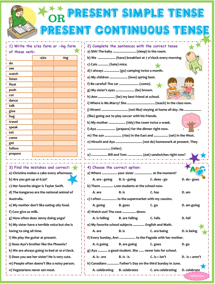 Ozela Kate Worksheet For Children And Beginner Tenses P3 