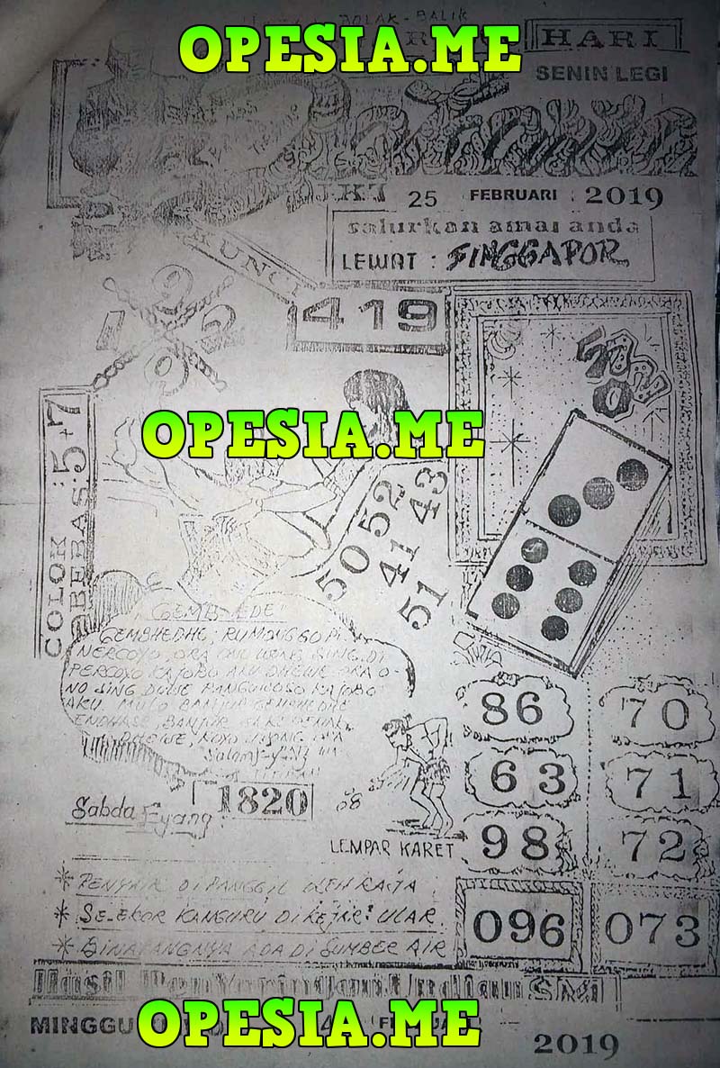 Kilodang Singapura Senin 25 Februari 2019 Opesia Official