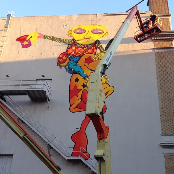 Work In Progress By Brazilian Street Artists Os Gemeos At Warfield Theatre In San Francisco. 1