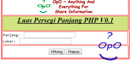 Menghitung Luas Persegi Panjang Menggunakan PHP Dan HTML