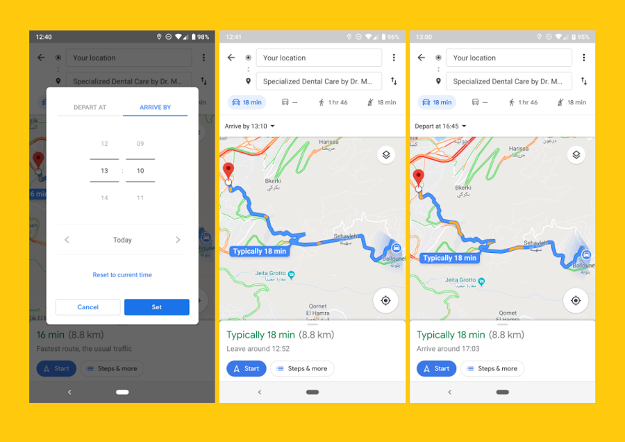 Users can finally set a departure time for driving in the Google Maps app on their smartphone