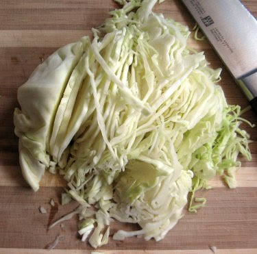 shredded green cabbage for sauerkraut