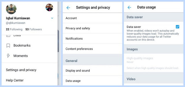 Cara mengaktifkan fitur data saver twitter